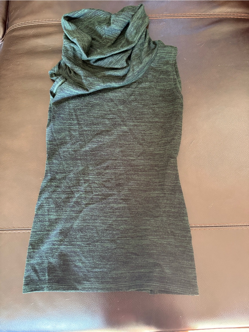 Sleeveless Cowl Neck Tee in Dark Heather Green